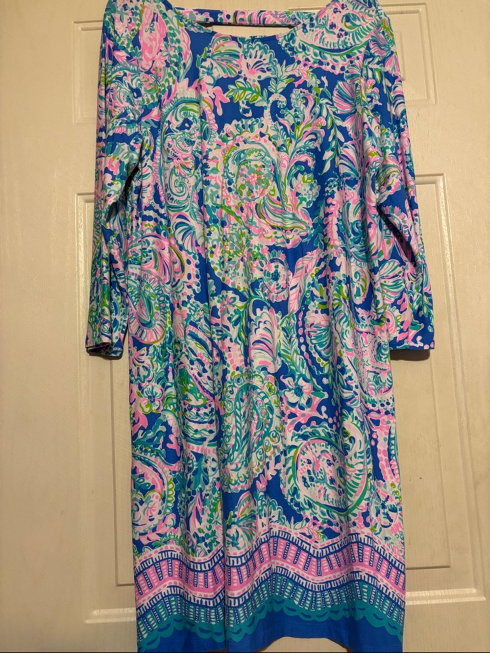 Lilly Pulitzer Blue Pink Green Paisley Shift Dress